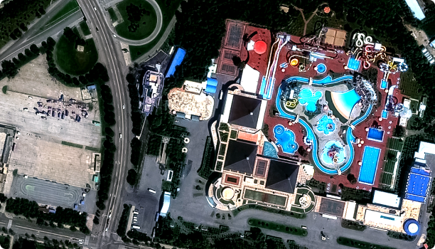 Satellite imagery of the Munsu Water Park in Pyongyang, North Korea